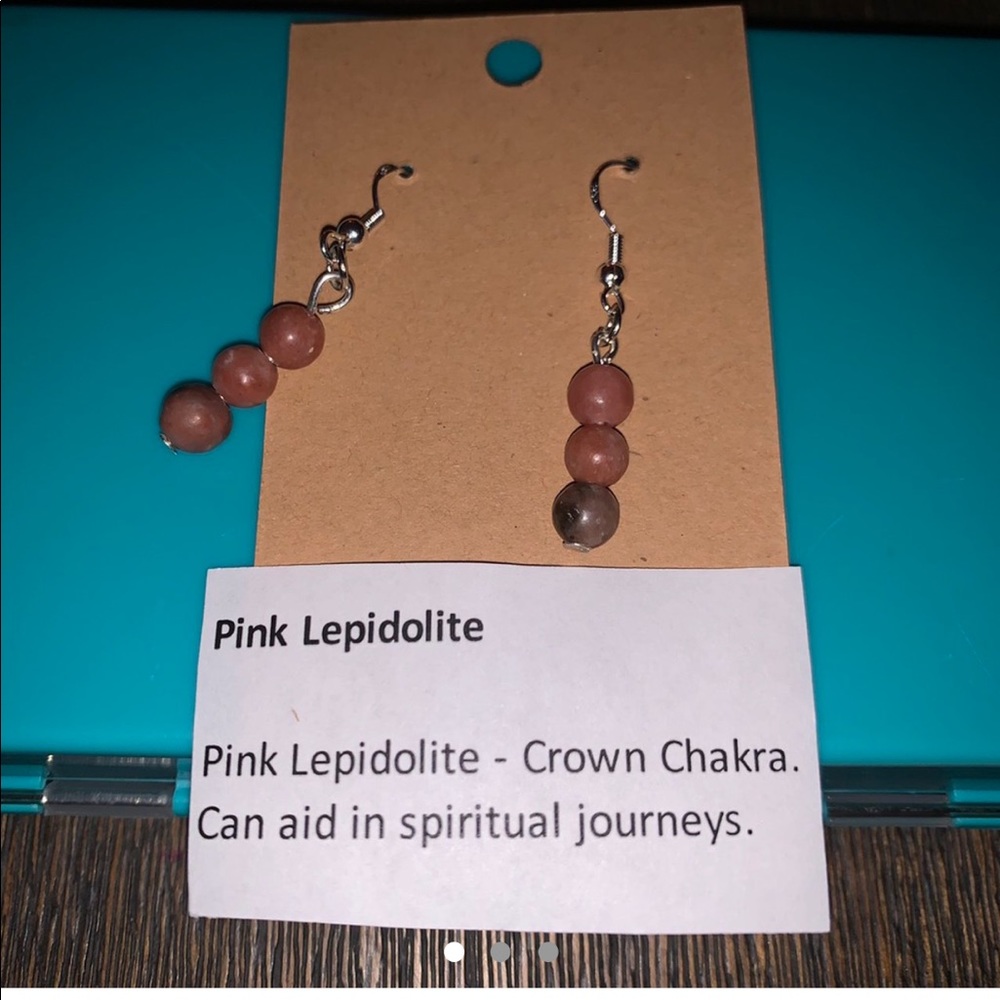 Pink lepidolite chakra earrings